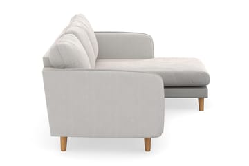 Trend Lyx 3-seters Høyrevendt L-formet Sjeselongsofa i Fløyel - Kremhvit - Møbler - Sofaer - Sofaer med sjeselong - 4 seters sofa med divan