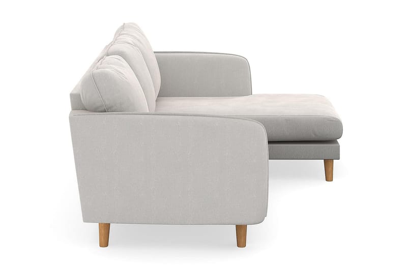 Trend Lyx 3-seters Høyrevendt L-formet Sjeselongsofa i Fløyel - Kremhvit - Møbler - Sofaer - Sofaer med sjeselong - 4 seters sofa med divan