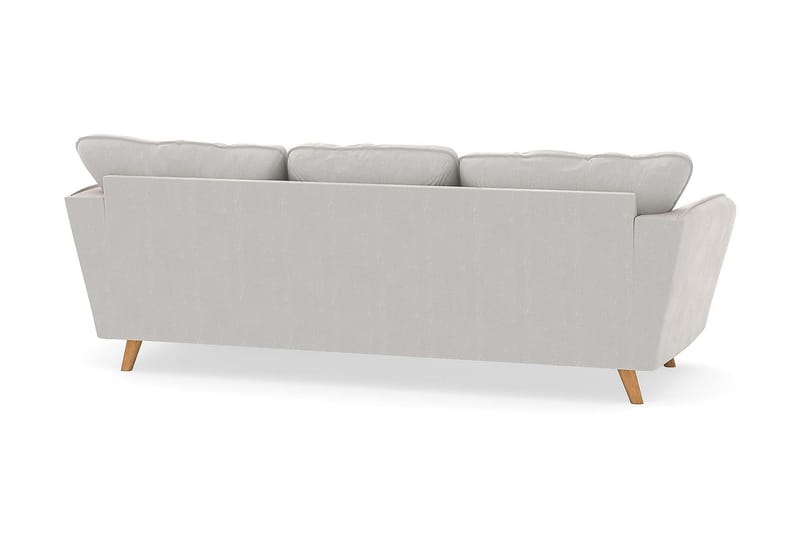 Trend Lyx 3-seters Høyrevendt L-formet Sjeselongsofa i Fløyel - Kremhvit - Møbler - Sofaer - Sofaer med sjeselong - 4 seters sofa med divan