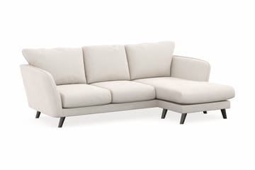 Trend Lyx 3-seters Høyrevendt L-formet Sjeselongsofa i Fløyel - Kremhvit - Møbler - Sofaer - Sofaer med sjeselong - 4 seters sofa med divan