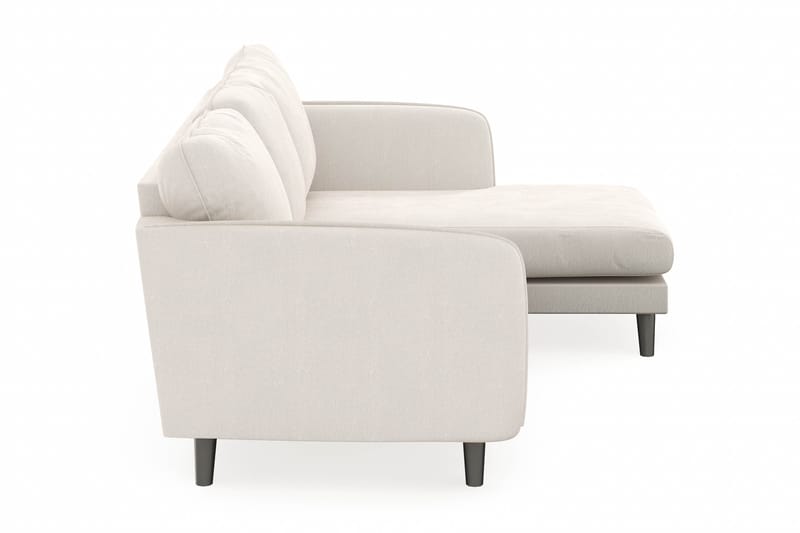 Trend Lyx 3-seters Høyrevendt L-formet Sjeselongsofa i Fløyel - Kremhvit - Møbler - Sofaer - Sofaer med sjeselong - 4 seters sofa med divan