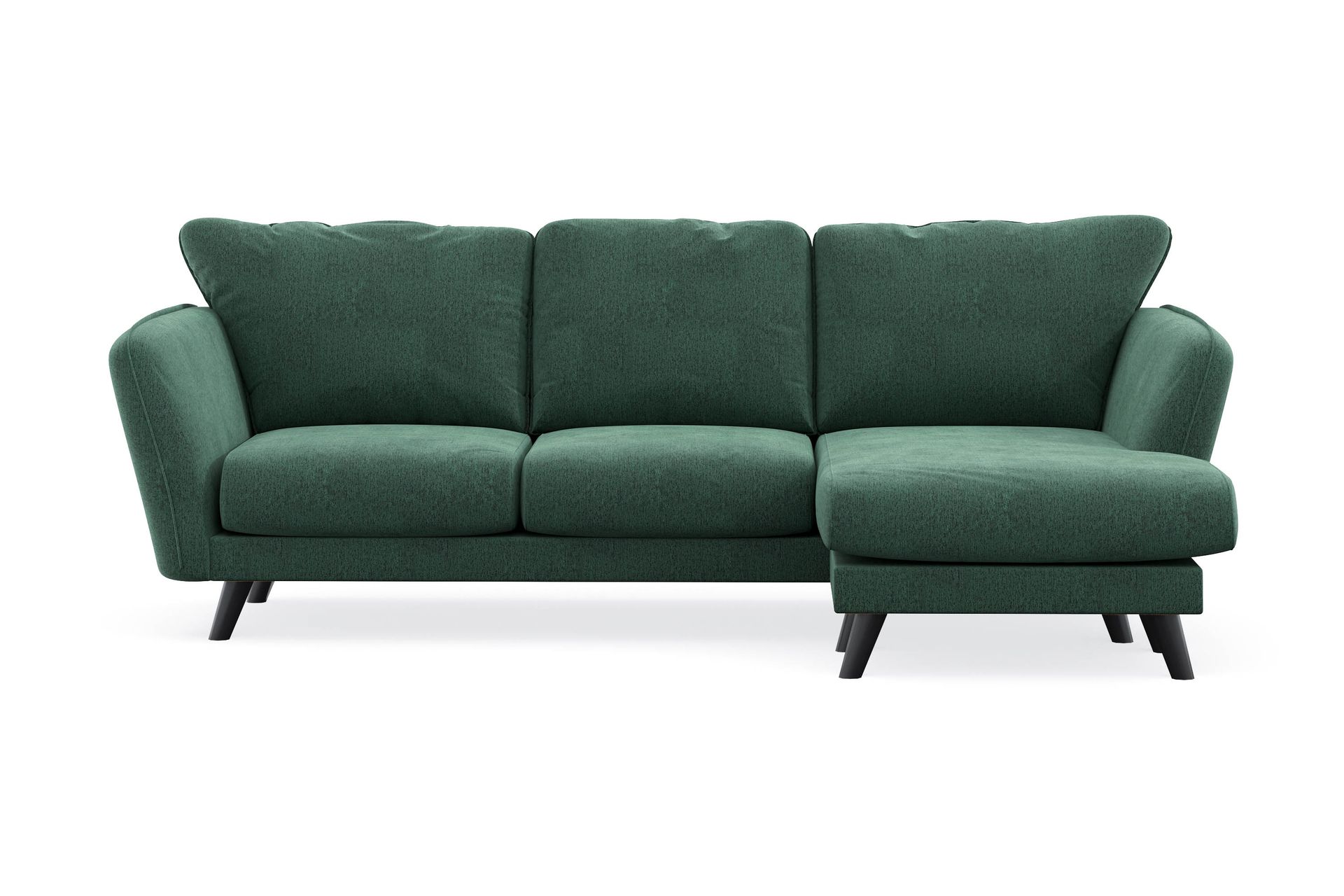 Trend Lyx 3-seters Høyrevendt L-formet Sjeselongsofa i Fløyel - Mørkegrønn - Møbler - Sofaer - Sofaer med sjeselong - 4 seters sofa med divan