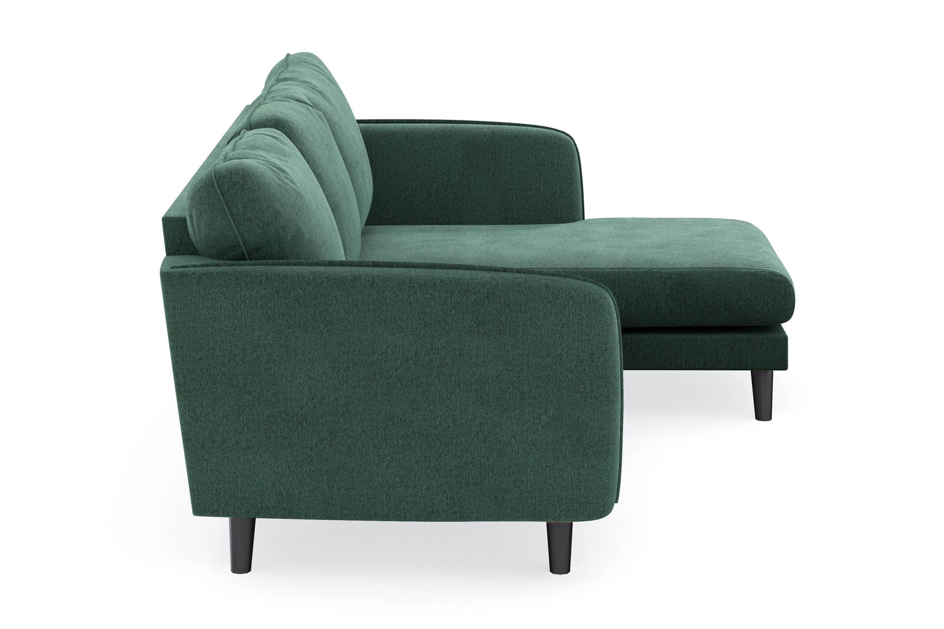 Trend Lyx 3-seters Høyrevendt L-formet Sjeselongsofa i Fløyel - Mørkegrønn - Møbler - Sofaer - Sofaer med sjeselong - 4 seters sofa med divan
