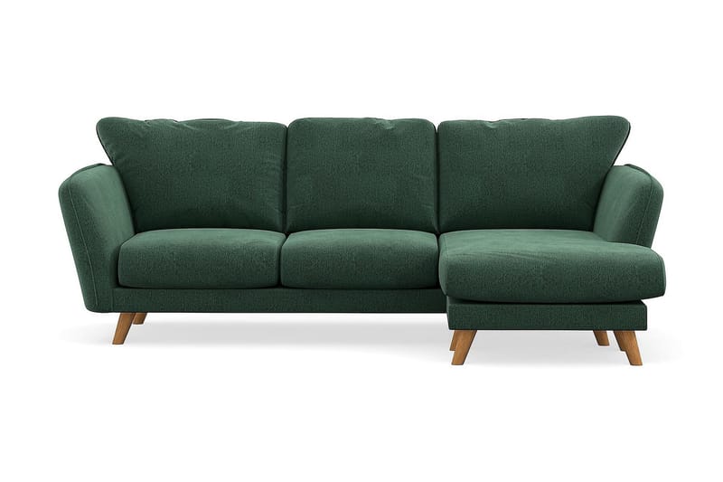 Trend Lyx 3-seters Høyrevendt L-formet Sjeselongsofa i Fløyel - Mørkegrønn - Møbler - Sofaer - Sofaer med sjeselong - 4 seters sofa med divan