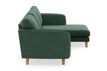Trend Lyx 3-seters Høyrevendt L-formet Sjeselongsofa i Fløyel - Mørkegrønn - Møbler - Sofaer - Sofaer med sjeselong - 4 seters sofa med divan