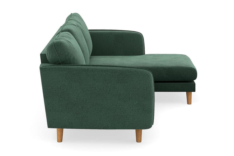 Trend Lyx 3-seters Høyrevendt L-formet Sjeselongsofa i Fløyel - Mørkegrønn - Møbler - Sofaer - Sofaer med sjeselong - 4 seters sofa med divan