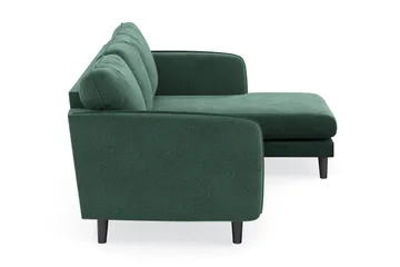 Trend Lyx 3-seters Høyrevendt L-formet Sjeselongsofa i Fløyel - Mørkegrønn - Møbler - Sofaer - Sofaer med sjeselong - 4 seters sofa med divan
