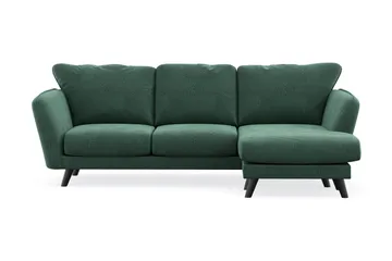 Trend Lyx 3-seters Høyrevendt L-formet Sjeselongsofa i Fløyel - Mørkegrønn - Møbler - Sofaer - Sofaer med sjeselong - 4 seters sofa med divan