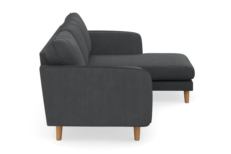 Trend Lyx 3-seters Høyrevendt L-formet Sjeselongsofa i Manchester - Mørk grå - Møbler - Sofaer - Sofaer med sjeselong - 4 seters sofa med divan