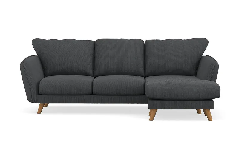 Trend Lyx 3-seters Høyrevendt L-formet Sjeselongsofa i Manchester - Mørk grå - Møbler - Sofaer - Sofaer med sjeselong - 4 seters sofa med divan