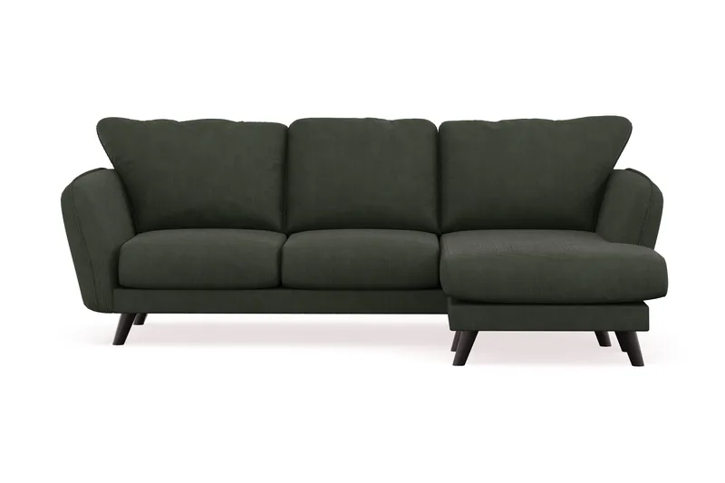 Trend Lyx 3-seters Høyrevendt L-formet Sjeselongsofa i Manchester, Mørkegrønn