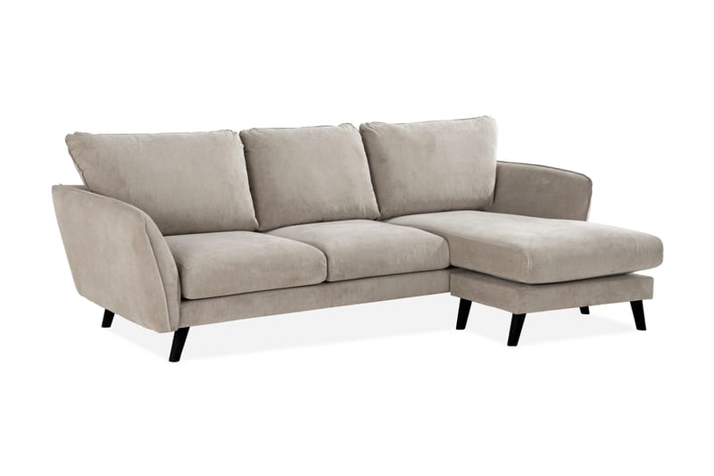 Trend Lyx 3-seters Høyrevendt L-formet Sjeselongsofa i Stoff - Beige - Møbler - Sofaer - Sofaer med sjeselong - 4 seters sofa med divan