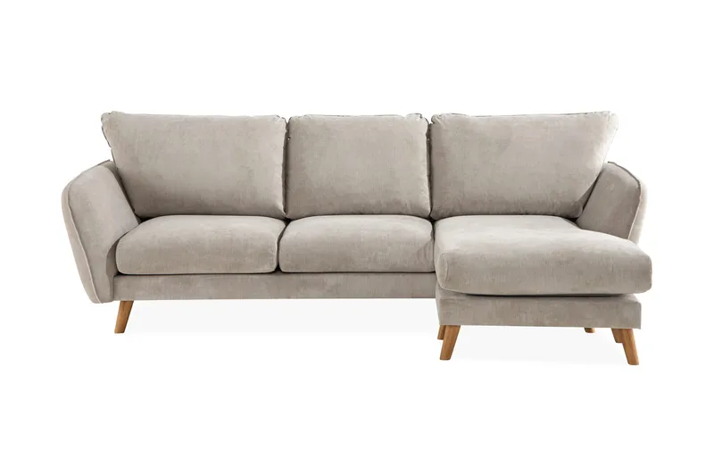 Trend Lyx 3-seters Høyrevendt L-formet Sjeselongsofa i Stoff - Beige - Møbler - Sofaer - Sofaer med sjeselong - 4 seters sofa med divan