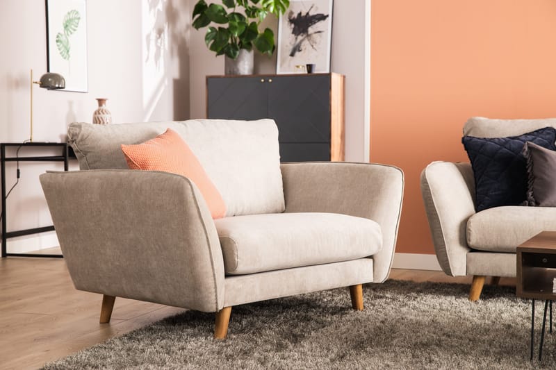 Trend Lyx 3-seters Høyrevendt L-formet Sjeselongsofa i Stoff - Beige - Møbler - Sofaer - Sofaer med sjeselong - 4 seters sofa med divan