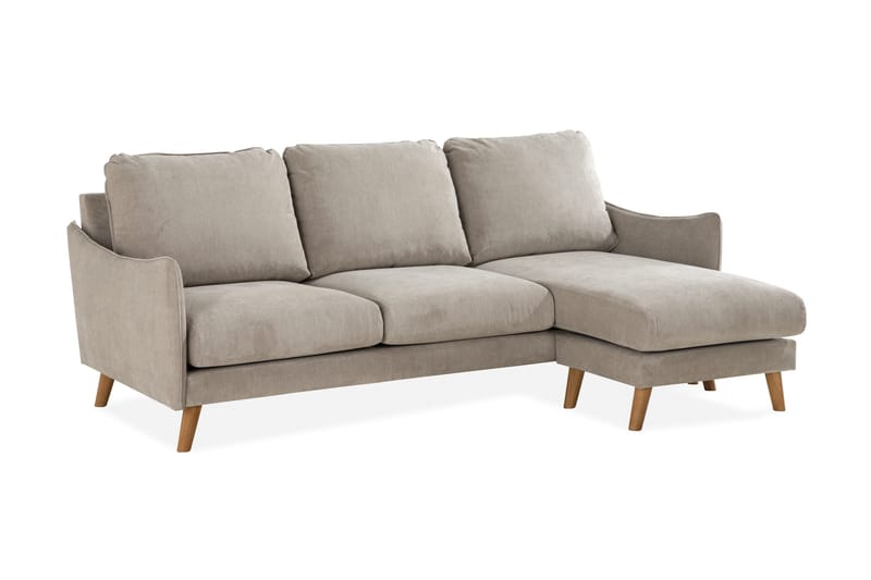 Trend Lyx 3-seters Høyrevendt L-formet Sjeselongsofa i Stoff - Beige - Møbler - Sofaer - Sofaer med sjeselong - 4 seters sofa med divan