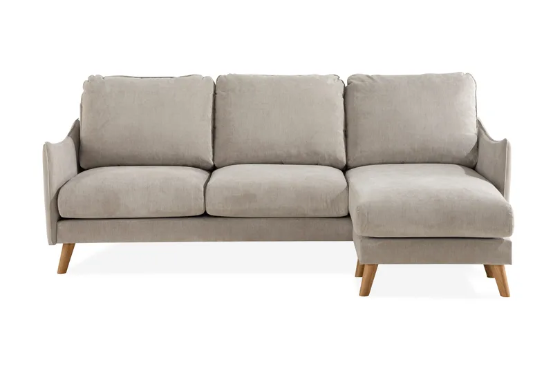 Trend Lyx 3-seters Høyrevendt L-formet Sjeselongsofa i Stoff - Beige - Møbler - Sofaer - Sofaer med sjeselong - 4 seters sofa med divan