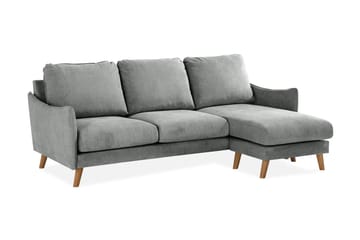 Trend Lyx 3-seters Høyrevendt L-formet Sjeselongsofa i Stoff - Grå - Møbler - Sofaer - Sofaer med sjeselong - 4 seters sofa med divan