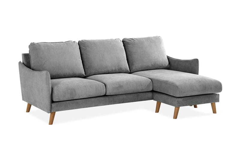 Trend Lyx 3-seters Høyrevendt L-formet Sjeselongsofa i Stoff - Grå - Møbler - Sofaer - Sofaer med sjeselong - 4 seters sofa med divan