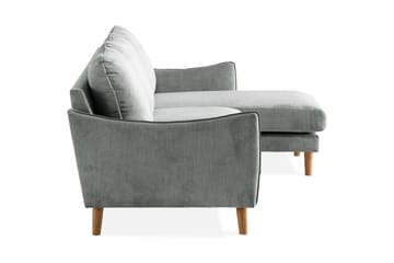 Trend Lyx 3-seters Høyrevendt L-formet Sjeselongsofa i Stoff - Grå - Møbler - Sofaer - Sofaer med sjeselong - 4 seters sofa med divan
