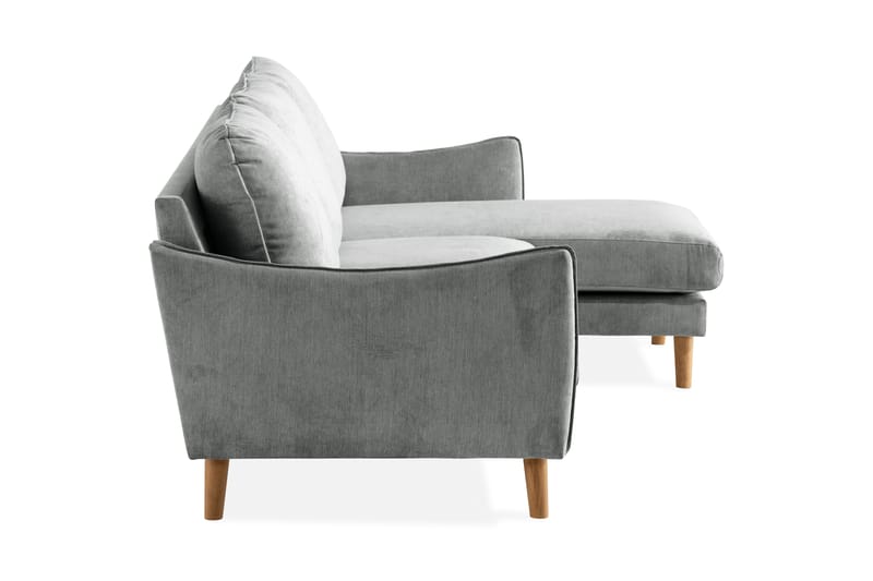 Trend Lyx 3-seters Høyrevendt L-formet Sjeselongsofa i Stoff - Grå - Møbler - Sofaer - Sofaer med sjeselong - 4 seters sofa med divan