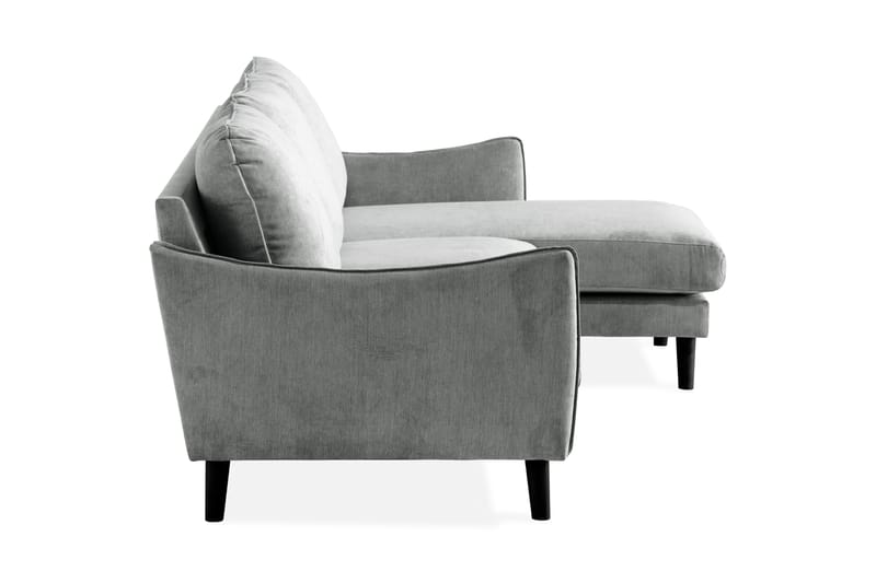 Trend Lyx 3-seters Høyrevendt L-formet Sjeselongsofa i Stoff - Grå - Møbler - Sofaer - Sofaer med sjeselong - 4 seters sofa med divan