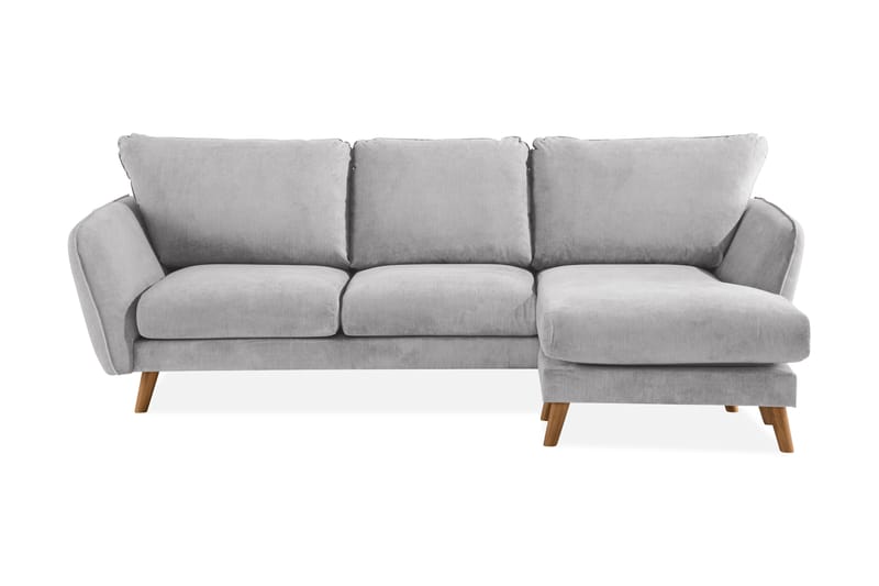 Trend Lyx 3-seters Høyrevendt L-formet Sjeselongsofa i Stoff - Lys grå - Møbler - Sofaer - Sofaer med sjeselong - 4 seters sofa med divan