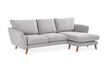 Trend Lyx 3-seters Høyrevendt L-formet Sjeselongsofa i Stoff - Lys grå - Møbler - Sofaer - Sofaer med sjeselong - 4 seters sofa med divan