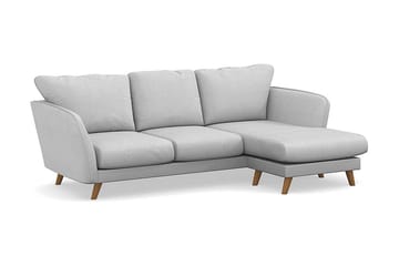 Trend Lyx 3-seters Høyrevendt L-formet Sjeselongsofa i Stoff - Lys grå - Møbler - Sofaer - Sofaer med sjeselong - 4 seters sofa med divan