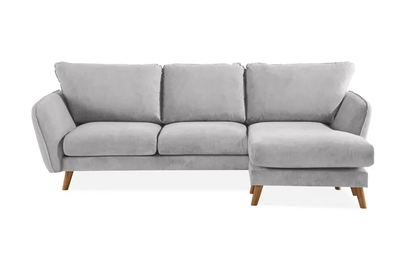 Trend Lyx 3-seters Høyrevendt L-formet Sjeselongsofa i Stoff - Lys grå - Møbler - Sofaer - Sofaer med sjeselong - 4 seters sofa med divan