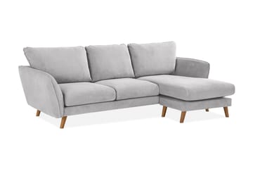 Trend Lyx 3-seters Høyrevendt L-formet Sjeselongsofa i Stoff - Lys grå - Møbler - Sofaer - Sofaer med sjeselong - 4 seters sofa med divan