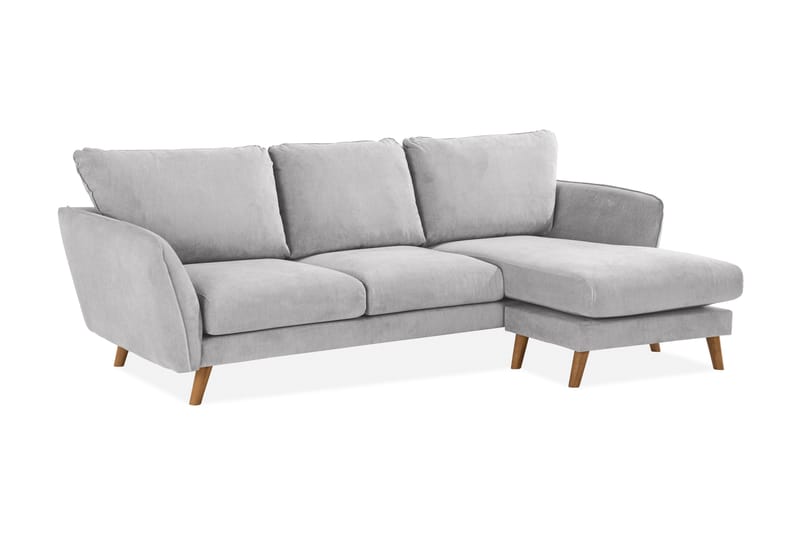 Trend Lyx 3-seters Høyrevendt L-formet Sjeselongsofa i Stoff - Lys grå - Møbler - Sofaer - Sofaer med sjeselong - 4 seters sofa med divan