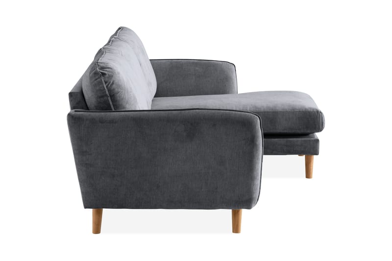 Trend Lyx 3-seters Høyrevendt L-formet Sjeselongsofa i Stoff - Mørk grå - Møbler - Sofaer - Sofaer med sjeselong - 4 seters sofa med divan