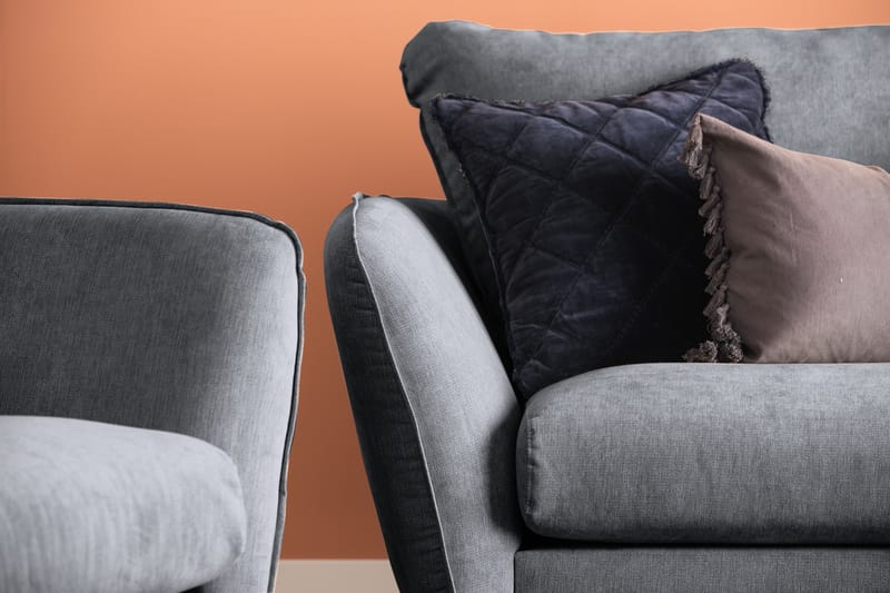 Trend Lyx 3-seters Høyrevendt L-formet Sjeselongsofa i Stoff - Mørk grå - Møbler - Sofaer - Sofaer med sjeselong - 4 seters sofa med divan