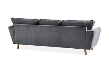 Trend Lyx 3-seters Høyrevendt L-formet Sjeselongsofa i Stoff - Mørk grå - Møbler - Sofaer - Sofaer med sjeselong - 4 seters sofa med divan