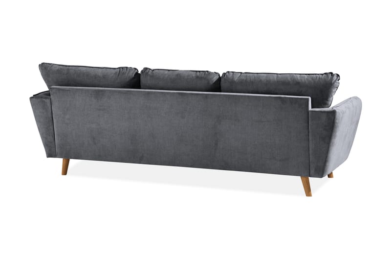 Trend Lyx 3-seters Høyrevendt L-formet Sjeselongsofa i Stoff - Mørk grå - Møbler - Sofaer - Sofaer med sjeselong - 4 seters sofa med divan