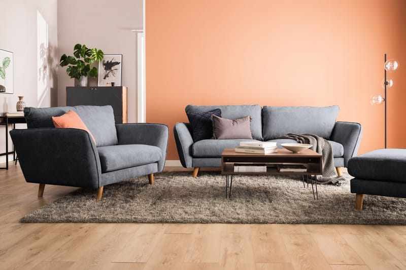 Trend Lyx 3-seters Høyrevendt L-formet Sjeselongsofa i Stoff - Mørk grå - Møbler - Sofaer - Sofaer med sjeselong - 4 seters sofa med divan