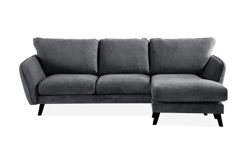 Trend Lyx 3-seters Høyrevendt L-formet Sjeselongsofa i Stoff - Mørk grå - Møbler - Sofaer - Sofaer med sjeselong - 4 seters sofa med divan