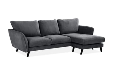 Trend Lyx 3-seters Høyrevendt L-formet Sjeselongsofa i Stoff - Mørk grå - Møbler - Sofaer - Sofaer med sjeselong - 4 seters sofa med divan