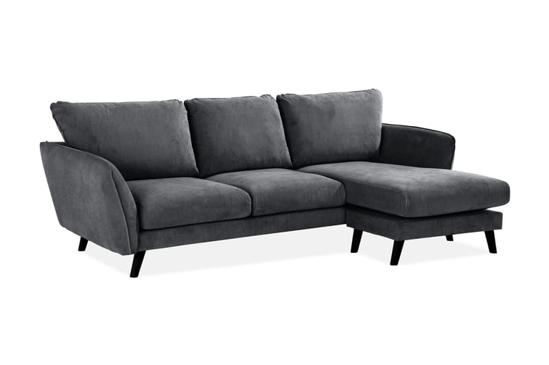 Trend Lyx 3-seters Høyrevendt L-formet Sjeselongsofa i Stoff - Mørk grå - Møbler - Sofaer - Sofaer med sjeselong - 4 seters sofa med divan