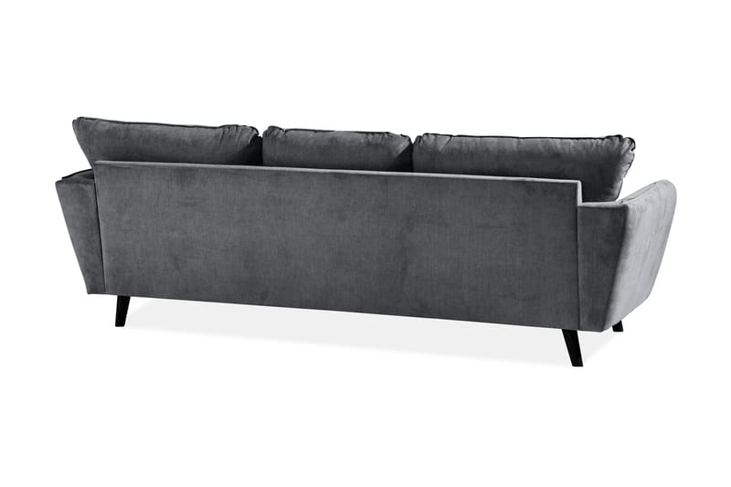Trend Lyx 3-seters Høyrevendt L-formet Sjeselongsofa i Stoff - Mørk grå - Møbler - Sofaer - Sofaer med sjeselong - 4 seters sofa med divan