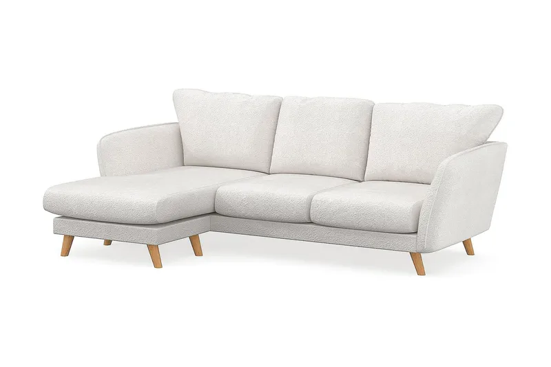 Trend Lyx 3-seters Venstrevendt L-formet Sjeselongsofa i Bouclé - Hvit - Møbler - Sofaer - Sofaer med sjeselong - 4 seters sofa med divan