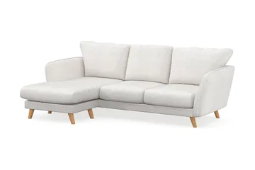 Trend Lyx 3-seters Venstrevendt L-formet Sjeselongsofa i Bouclé - Hvit - Møbler - Sofaer - Sofaer med sjeselong - 4 seters sofa med divan
