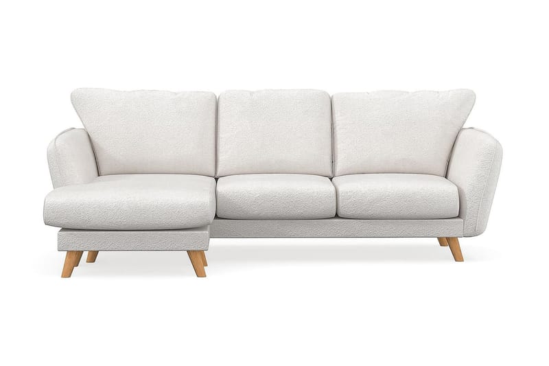 Trend Lyx 3-seters Venstrevendt L-formet Sjeselongsofa i Bouclé, Hvit