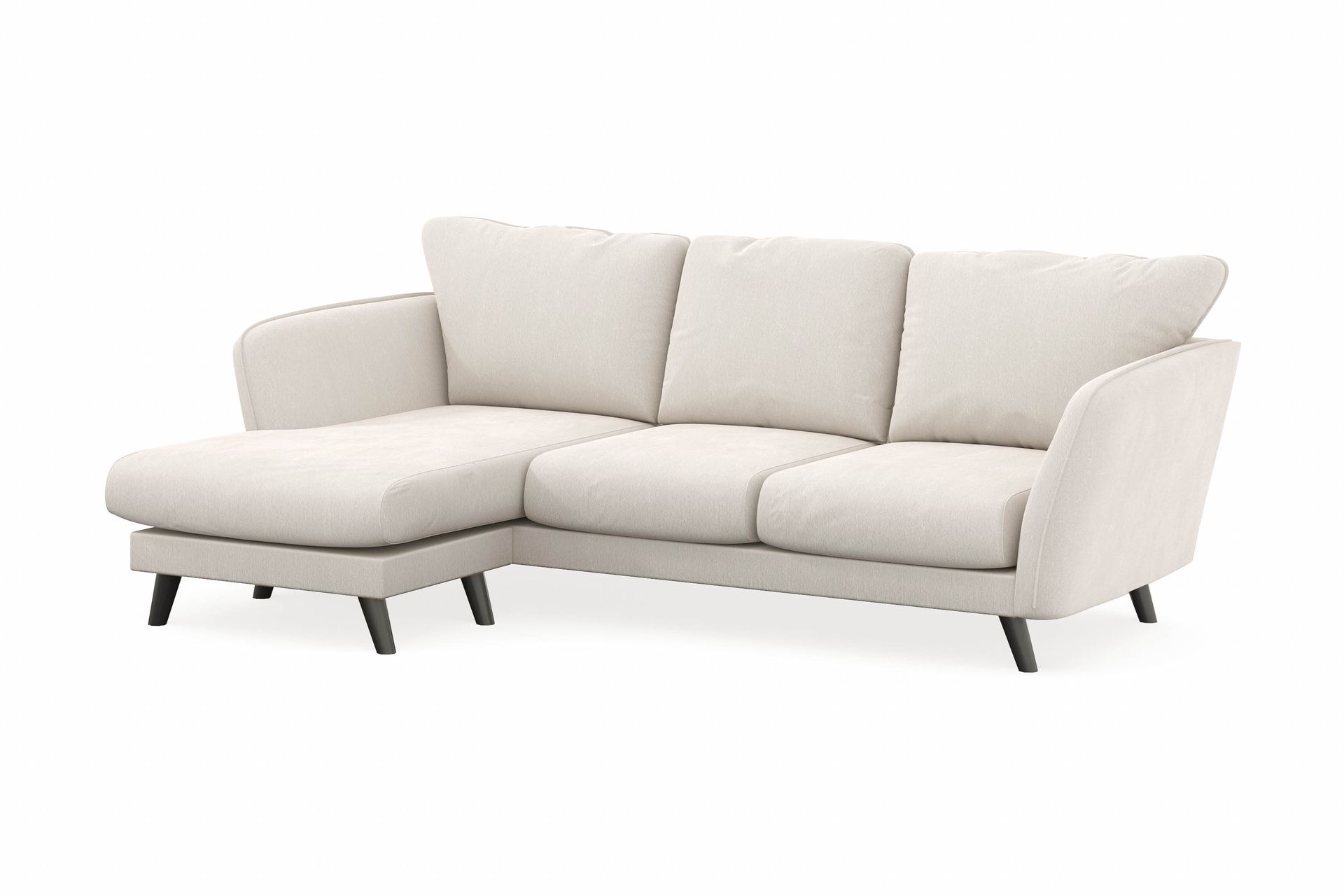 Trend Lyx 3-seters Venstrevendt L-formet Sjeselongsofa i Fløyel - Kremhvit - Møbler - Sofaer - Sofaer med sjeselong - 4 seters sofa med divan