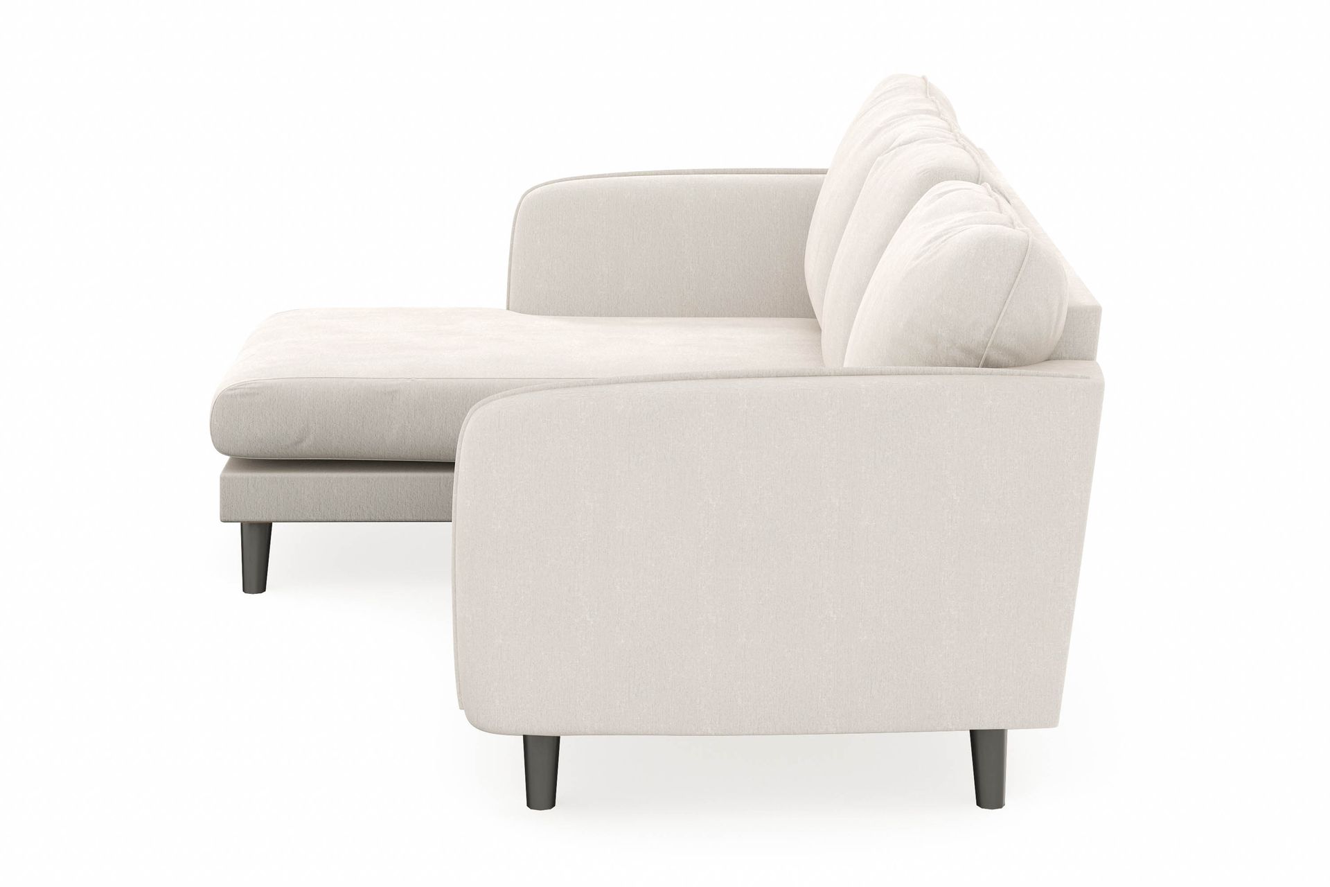 Trend Lyx 3-seters Venstrevendt L-formet Sjeselongsofa i Fløyel - Kremhvit - Møbler - Sofaer - Sofaer med sjeselong - 4 seters sofa med divan
