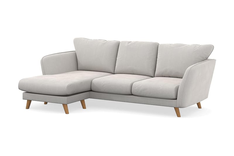 Trend Lyx 3-seters Venstrevendt L-formet Sjeselongsofa i Fløyel - Kremhvit - Møbler - Sofaer - Sofaer med sjeselong - 4 seters sofa med divan