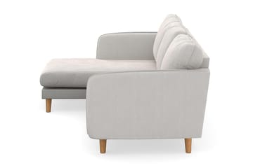 Trend Lyx 3-seters Venstrevendt L-formet Sjeselongsofa i Fløyel - Kremhvit - Møbler - Sofaer - Sofaer med sjeselong - 4 seters sofa med divan
