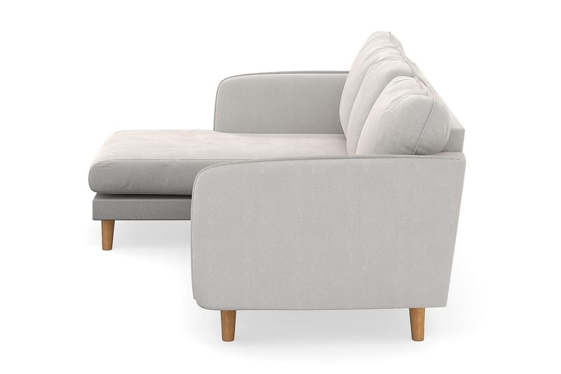 Trend Lyx 3-seters Venstrevendt L-formet Sjeselongsofa i Fløyel - Kremhvit - Møbler - Sofaer - Sofaer med sjeselong - 4 seters sofa med divan