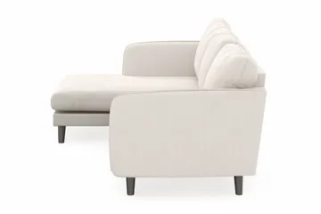 Trend Lyx 3-seters Venstrevendt L-formet Sjeselongsofa i Fløyel - Kremhvit - Møbler - Sofaer - Sofaer med sjeselong - 4 seters sofa med divan
