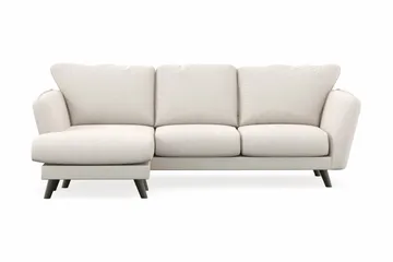 Trend Lyx 3-seters Venstrevendt L-formet Sjeselongsofa i Fløyel - Kremhvit - Møbler - Sofaer - Sofaer med sjeselong - 4 seters sofa med divan